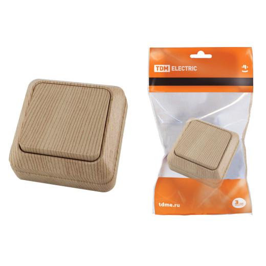 Выключатель 1-кл. открытой установки IP20 10А, сосна 