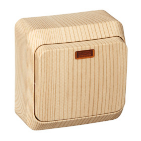 Systeme Electric Этюд наруж Дача Сосна Выключатель 1-клавишный с подсветкой (сх. 1)