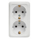 Рим Розетка 2-местная 16А с заземлением белая EKF