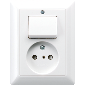 JUNG Розетка с выключателем, белая
