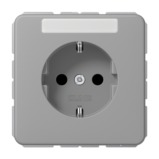 Штепсельная розетка SCHUKO 16A 250V~ ударопрочная, с полем для надписи, серая