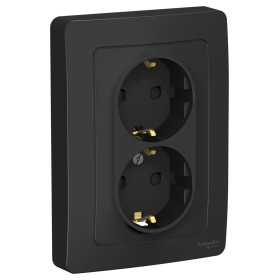 Systeme Electric Blanca внутр Антрацит Розетка 2-ая с/з со шторками, 16А, 250В