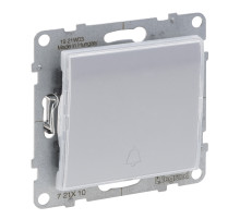 Legrand/Daccord SUNO Алюминий Выключатель без фиксации (кнопка) 6А 250В с подсветкой и держателем этикеток. Безвинтовые зажимы.