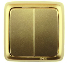Hegel Альфа наруж Золото ВА10-153-07 Выключатель 2-клавишный с изол. пластиной