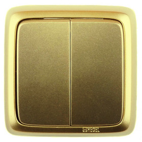 Hegel Альфа наруж Золото ВА10-153-07 Выключатель 2-клавишный с изол. пластиной