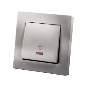 TDM Выключатель на 2 направления 1 кл. с подсветкой 10А серебр. металлик 