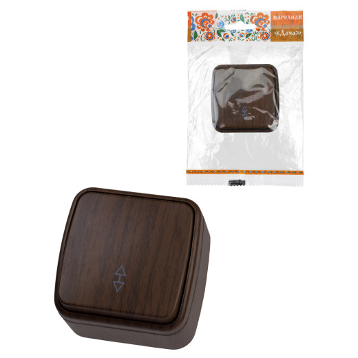 Переключатель на 2 направления 1-кл. открытой установки IP20 10А, венге 