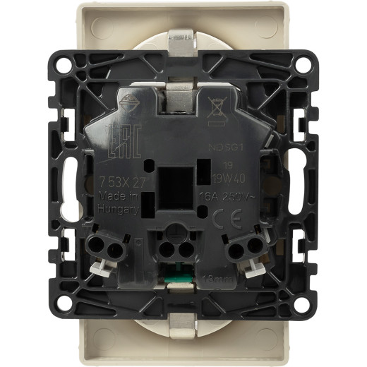 Valena LIFE.Силовая розетка двойная 2х2К+З 16А 250В с лицевой панелью.Безвинтовые зажимы.Слоновая кость