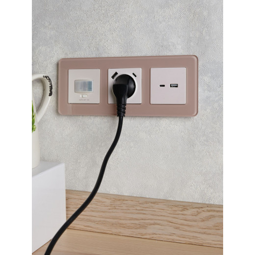 BRITE Роз. с з/к/ш 16А с USB A+C 18Вт РЮш11-1-БрЖ жемч. IEK