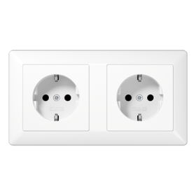 JUNG Механизм двух SCHUKO-розеток для кабель-каналов, монолит с рамкой, белая