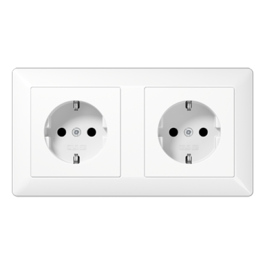 Механизм двух SCHUKO-розеток для кабель-каналов, монолит с рамкой