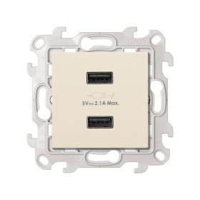 Simon 24 Слоновая кость Зарядное устройство 2хUSB 2,4A