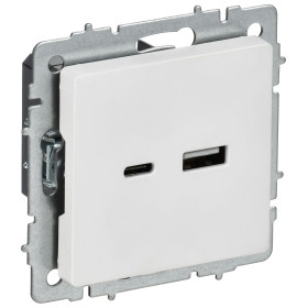 IEK BRITE Роз. USB A+C 18Вт РЮ11-1-БрАБ а/б