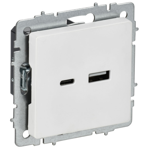 BRITE Роз. USB A+C 18Вт РЮ11-1-БрАБ а/б IEK