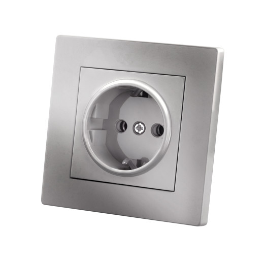 Розетка 2П+З 16А 250В серебр. металлик 