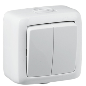 Hegel Альфа наруж Белый ВА10-251 Выключатель 2-клавишный брызгозащищенный