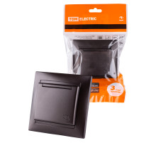 TDM Розетка 2П+З 16А 250В IP44 с защ. шт. с крышкой шоколад 