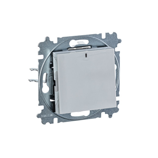 Выключатель одноклавишный с подсветкой ABB Levit серый / белый