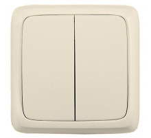Hegel Альфа наруж Слоновая кость ВА10-153-01 Выключатель 2-клавишный с изол. пластиной