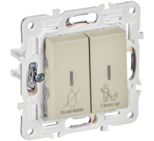 IEK SKANDY Бежевый Выключатель 2-клавишный с индикацией для отелей 10А SK-V16B