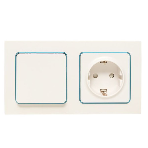 Стокгольм Рамка 2-местная белая с линией цвета синий EKF PROxima