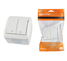 TDM Выключатель на 2 направления 2-кл. открытой установки IP44 10А белый 