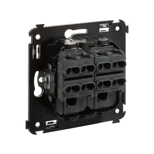 Инвертор двухклавишный в стену, Avanti, черный матовый