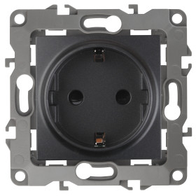 ЭРА Розетка Серия 12 12-2101-05 с заземлением 2P+E Schuko 16A-250В IP20 антрацит