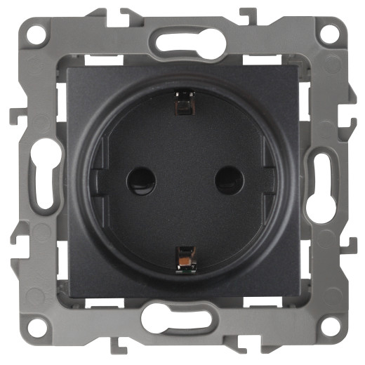 Розетка ЭРА Серия 12 12-2101-05 с заземлением 2P+E Schuko 16A-250В IP20 антрацит