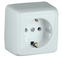 Hegel Альфа наруж Белая РА16-113 Розетка с/з, с изол. пластиной