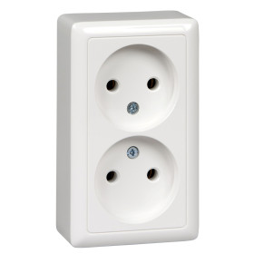 Systeme Electric ХИТ наруж Бел Розетка 2-ая б/з без шторок, 16А, 250В