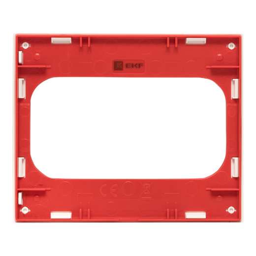 Стокгольм Рамка для розетки 2-местная белая с линией цвета красный EKF PROxima