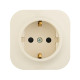 Розетка с заземлением - Legrand Quteo - со шторками IP20 16А 250В винтовые зажимы накладной монтаж - слоновая кость