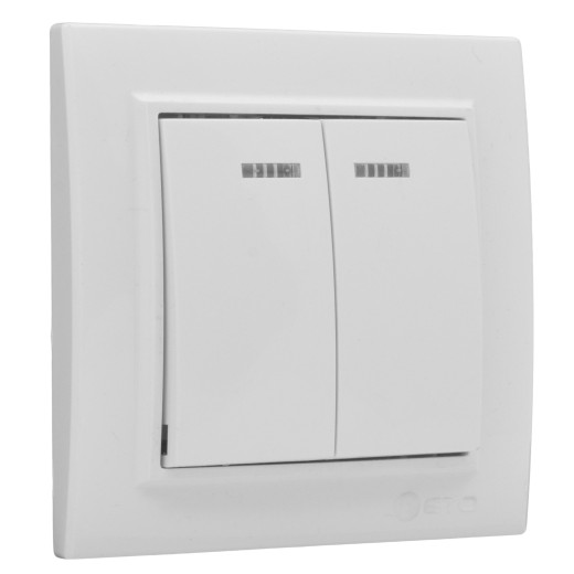 Минск Выключатель 2-клавишный СП с индикатором,10А, белый EKF Basic