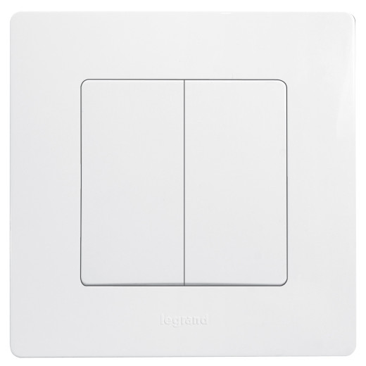 Выключатель двухклавишный - Legrand Etika - 10А 250В безвинтовые зажимы - белый