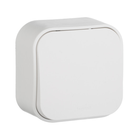 Выключатель одноклавишный - Legrand Quteo - IP20 10А 250В винтовые зажимы накладной монтаж - белый