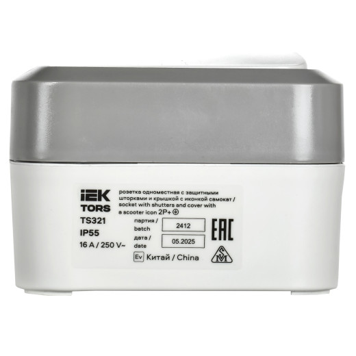 TORS Роз. 1-я с з/к кр с ик самок 16А IP55 TS321 сер-бел IEK