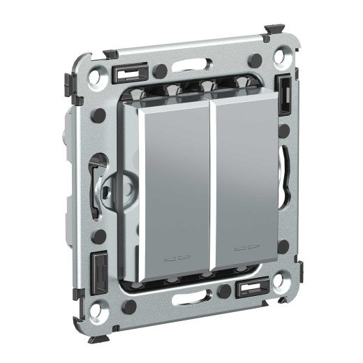 Кнопка двухклавишная в стену, Avanti, закаленная сталь