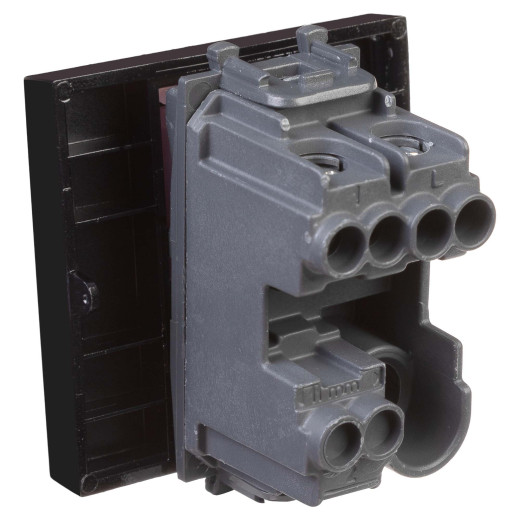 Выключатель одноклавишный модульный, Avanti, черный квадрат, 2 модуля