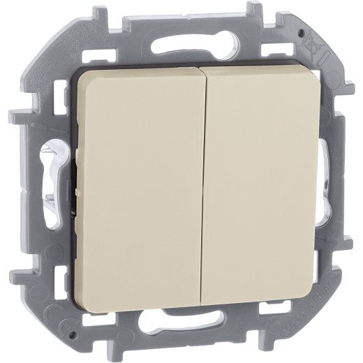 Выключатель двухклавишный - Legrand/Daccord Inspiria - 10АХ 250В безвинтовые зажимы - слоновая кость