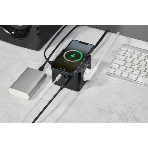 DOMINIC Удлинитель Qi10Вт У02К 1,3м 3х1мм2 USB A+C чер IEK