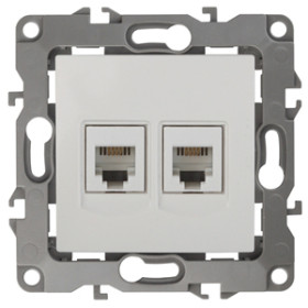 ЭРА 12-3106-02 Розетка телефонная двойная 2XRJ11, IP20, Эра12, слоновая кость (10/100)