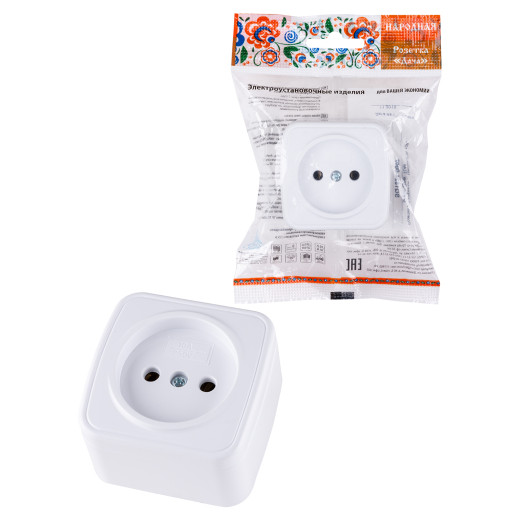 Розетка 2П открытой установки IP20 10А, белая 