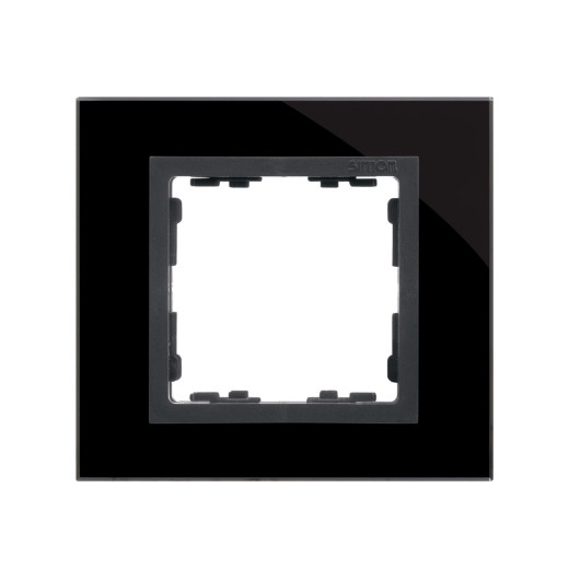 Simon 82 Чёрный/Графит/Стекло Рамка на 1 пост