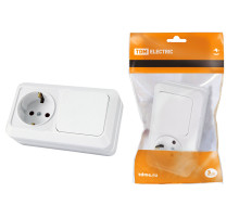 TDM Блок комбинированный выкл. 1-кл. 10А + розетка 2П+З 16А 250В БКВР IP20 белый 