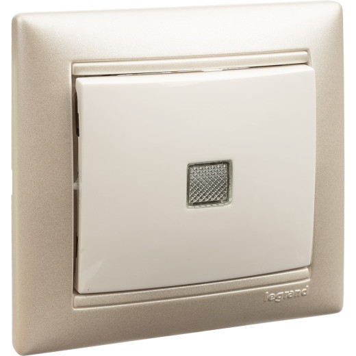 Выключатель одноклавишный с подсветкой - Legrand Valena - 10А 250В схема 1L безвинтовые зажимы - белый