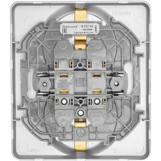 Розетка двойная с заземлением - Legrand/Daccord Inspiria - без шторок в сборе 16А 250В винтовые зажимы - алюминий