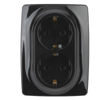 ЭРА Розетка Серия 12 12-2108-06 2X2P+E Schuko со шторками 16A-250В IP20 чёрный