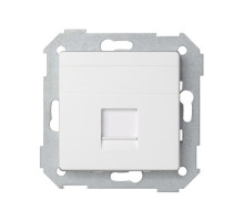 Simon S82 Concept Матовый белый, Розетка прямая для передачи данных со шторкой на 1 разъем RJ45