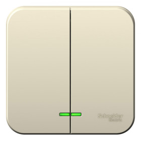 Systeme Electric Blanca наруж Молочный Выключатель 2-клавишный с подсветкой 10А, 250B, изолир. пластина